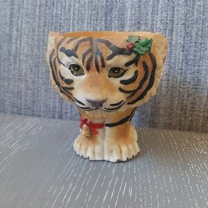 Tiger  Candle Holder with Festive Accents
